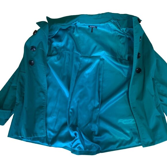 Daisy Fuentes Women's Green  Double-Breasted Trench Coat Size L lined - Picture 5 of 9